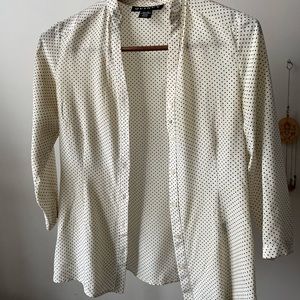 Quincy Long Sleeved White and Black Polka Dot Blouse- Size 32 A/B Regular